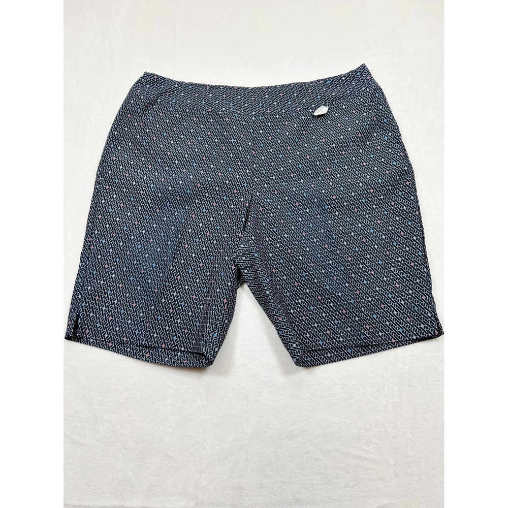 Greg Norman Womens Navy Blue Geometric Diamond Golf Shorts Size 12 Stretch NWT